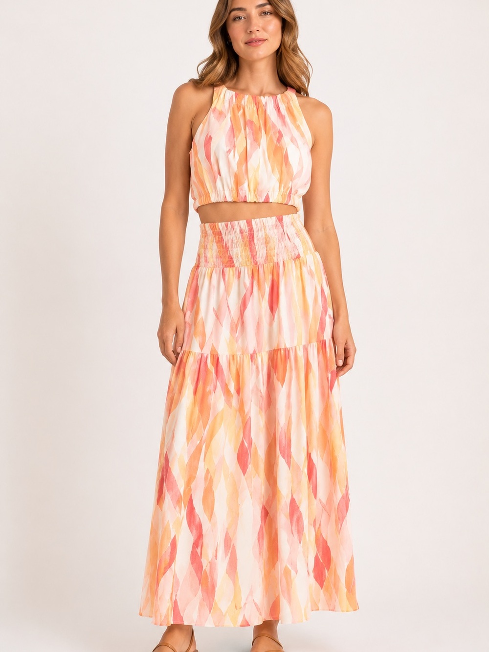 NWT Elan Two Piece Halter Crop Top Maxi Skirt Set – Size Medium